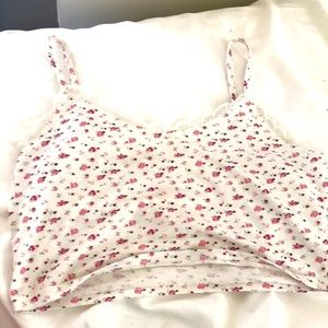 White flower lace crop top